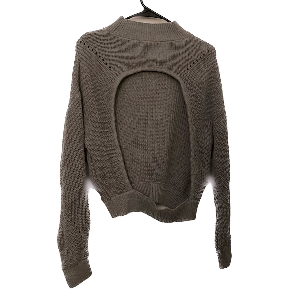 Light Gray Forever 21 Open Back Turtle Neck Sweater Small